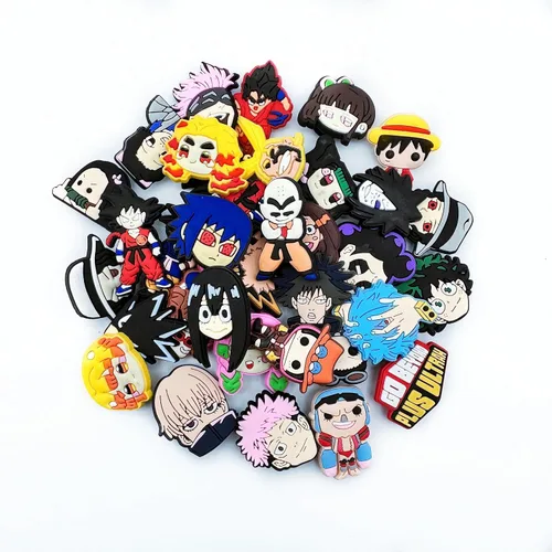 Vista 3 de NJALA 35 dijes mixtos de anime para zapatos para niños y niñas, zuecos de jardín, suministros de fiesta, regalos, Caucho, No es una piedra preciosa