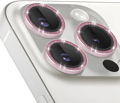 Vista 23 de Protector de lente de cámara para iPhone 15 Pro/15 Pro Max, protector de lente de anillo de cámara de vidrio templado individual con bandeja