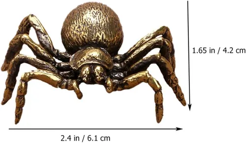 Vista 7 de NUOBESTY Figura de araña de latón, escultura de riqueza de Fengshui, estilo japonés, estatua de la suerte, té para mascotas, figura coleccionable