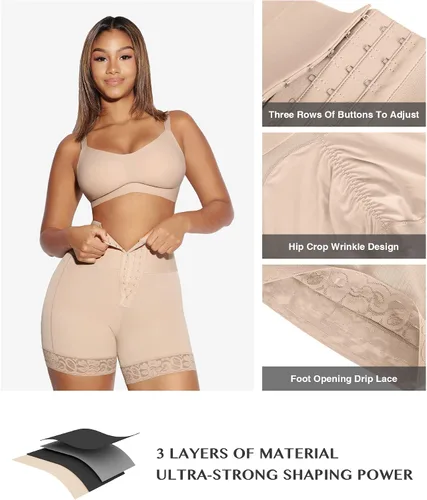 Vista 4 de FeelinGirl Shapewear - Pantalones cortos moldeadores de abdomen con ribete de encaje