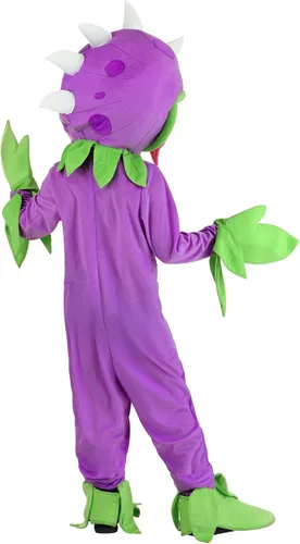 Vista 4 de Plants vs Zombies - Disfraz de Chomper para niños, overol morado, disfraz de planta atrapamoscas de Venus para Halloween