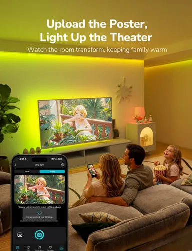 Vista 4 de Lepro S1 - Tira de luces LED AI para dormitorio, tiras de luz RGB inteligentes de 16.4 pies con efectos de persecución IC y arcoíris, segmento
