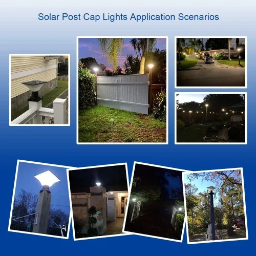 Vista 7 de Luces solares para postes – Encendido/apagado automático para exteriores – Luces solares para postes al aire libre 4x4 – Luces solares para poste
