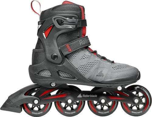 Vista 2 de Rollerblade Macroblade 84 Patines en línea para hombre, color gris oscuro y rojo, patines en línea de rendimiento