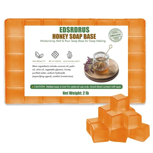 Vista 22 de EDSRDRUS Base de jabón aromática de 1 libra hecha a mano con aloe vera y aceite de coco, base de jabón hidratante para derretir y verter