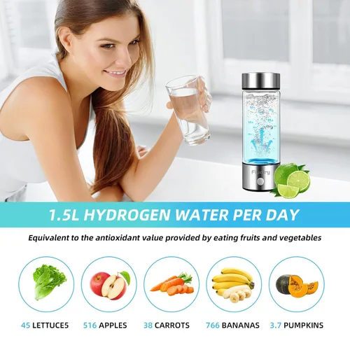 Vista 6 de Botella de agua de hidrógeno, generador de agua de hidrógeno Fiudiry mejora la calidad del agua en 3 minutos con tecnología avanzada SPE y PEM