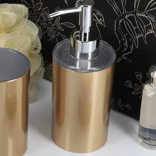 Vista 2 de Dispensador de jabón de manos y loción de baño dorado cepillado 12 onzas líquidas