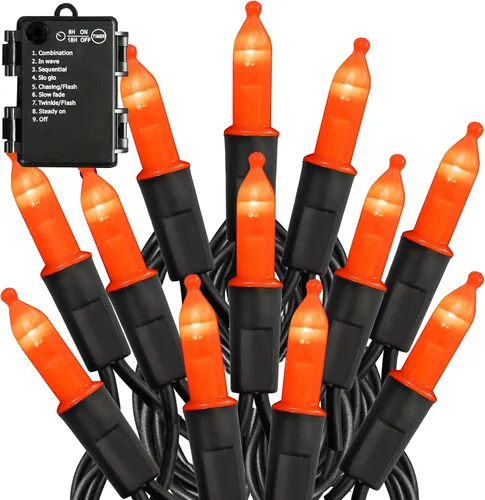 Vista 15 de TW SHINE - Luces de Navidad operadas con batería, paquete de 2, total 100 LED, 32 pies, luces de cadena operadas con batería con 8 modos, luces