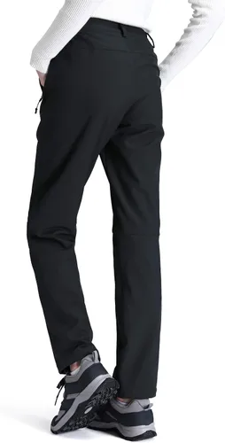 Vista 4 de GOLDEN CAMEL Pantalones de senderismo Softshell para mujer, impermeables, resistentes al viento, pantalones de esquí de invierno con forro polar