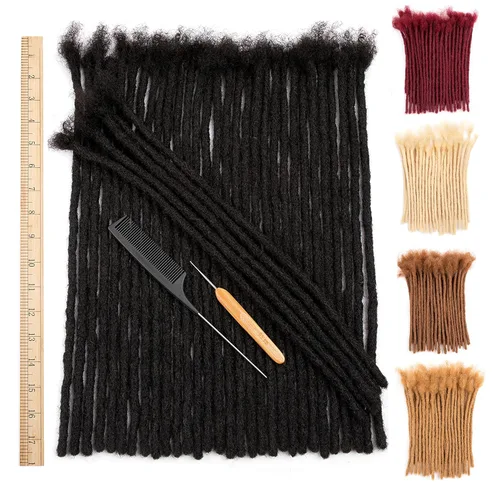 Vista 43 de DAIXI 0.2cm y 0.4cm y 0.6cm y 0.8cm de grosor 4-18 pulgadas 10 hebras extensiones de rastas de cabello humano 100% real para hombres/mujeres