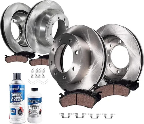 Vista 64 de Detroit Axle - Kit de frenos para Land Rover LR3 2005-2009, Rotores de freno deportivos Range Rover 2006-2009 y pastillas de freno de cerámica 2007