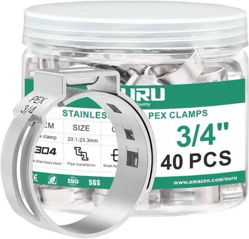Vista 12 de OURU 54 piezas de anillo de crimpado de 1/2 pulgada PEX, abrazaderas de cincha PEX de acero inoxidable 304, abrazaderas de manguera de una oreja