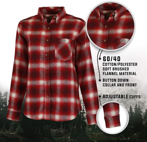 Vista 2 de Mossy Oak - Camisas a cuadros, para mujer, con franela, diseño de búfalo.