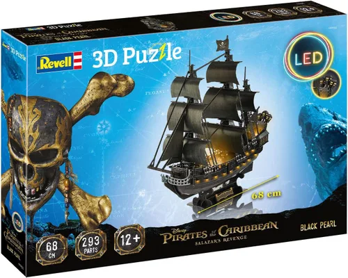 Vista 3 de Revell Rompecabezas 3D 00155 Black Pearl – Edición LED 293 piezas, altamente detallado, impresionantes efectos de luz, 26.8 in de longitud