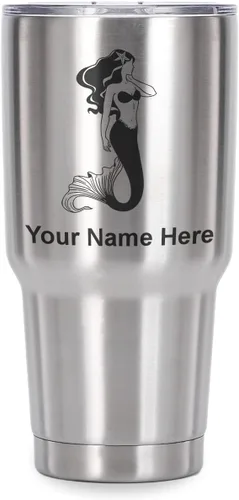 Vista 41 de LaserGram Vaso aislado al vacío de 20 onzas, sirena, grabado personalizado incluido (negro) Engraved Gift, Vacuum Insulated Stainless Steel, Laser
