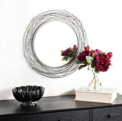 Vista 2 de SAFAVIEH Home Nixie Espejo decorativo redondo negro de 29 pulgadas