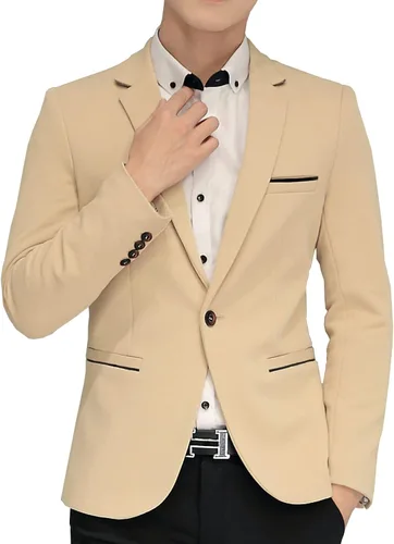 Vista 3 de DAVIDANN Chaqueta blazer casual de un botón para hombre