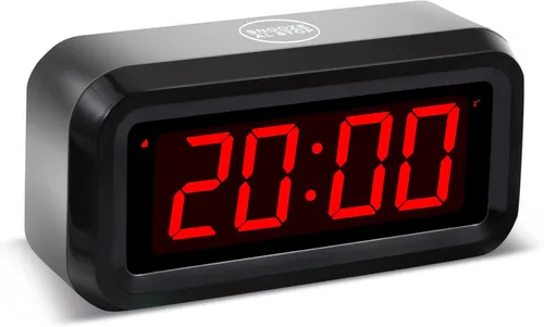 Vista 10 de Reloj despertador digital, funciona con pilas, con pantalla LED para dormitorios, larga duración de batería, brillo ajustable en 3 niveles, 12/24