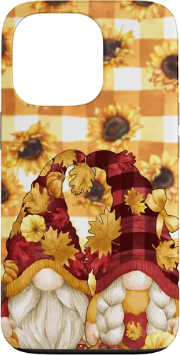 Vista 10 de iPhone 16 Autumn Fall Gnome Pumpkin Buffalo Plaid Pattern Sunflower Case
