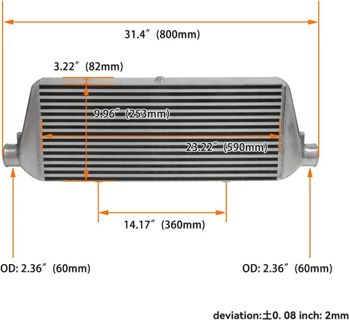 Vista 3 de Kit Intercooler Turbo Montaje Delantero para Subaru WRX STI Impreza GDA GDB 00-05 Negro
