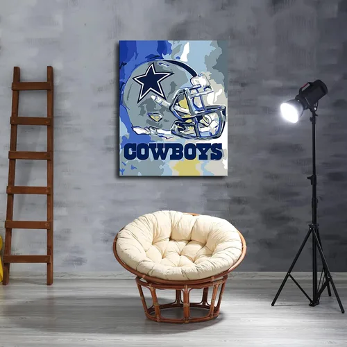 Vista 4 de Póster de fútbol americano de los Dallas City Cowboys, diseño deportivo, lienzo impreso para pared, pintura para decoración del hogar