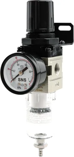 Vista 12 de Regulador de presión de aire SNS rosca hembra 1/8 NPT 0-150 PSI ajustable, con soporte y manómetro AR2000-N01