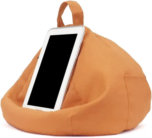 Vista 3 de Soporte de almohada para tablet – Partículas de espuma de lino, cómodo soporte para libros de pil-bajo, soporte para accesorios de lector de regazo
