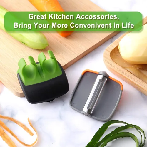 Vista 6 de Mudder 4 Piezas Pelador de Verduras de Dedo y Palma para Cocina, Pelador de Frutas y Patatas con Cómodo Agarre de Goma para Calabaza, Zanahoria