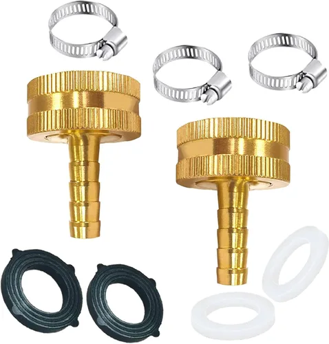 Vista 16 de AOPANDA Conector de reparación de extremo de manguera de agua de latón macizo con púa de 1/4" x rosca GHT hembra de 3/4", incluye abrazaderas
