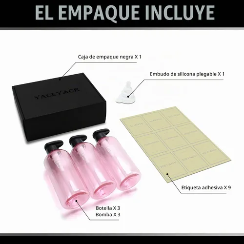 Vista 6 de Juego de dispensador de champú y acondicionador, 3 piezas, 16.9 Rosa claro