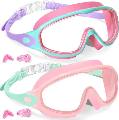 Vista 9 de Keary - Paquete de 2 gafas de natación para niños de 3 a 15 años, protección ultravioleta, antivaho, para piscina, agua, para niños, niñas, jóvenes