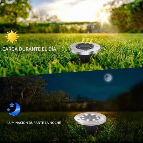 Vista 4 de Aogist Luces solares de suelo, luces LED de disco de jardín, iluminación de paisaje al aire libre para césped, patio, camino, terraza, pasarela