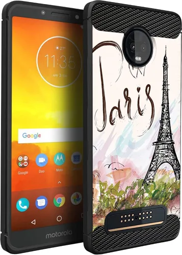 Vista 12 de CasesOnDeck Funda compatible con [Motorola Moto Z3 Play Moto Z3] Moto Z3 Design, funda delgada negra flexible y elegante protección contra golpes