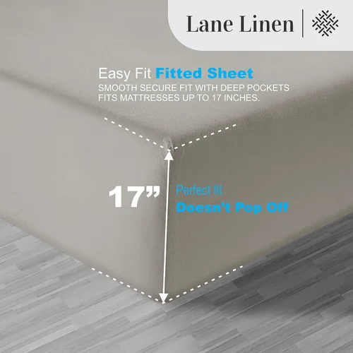 Vista 99 de LANE LINEN - Sábanas individual 100% algodón egipcio suave, cómodo y grueso de calidad de hotel, costuras reforzadas totalmente elásticas, sin