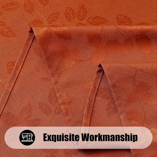 Vista 6 de Moosfor Mantel rectangular de Acción de Gracias de 60 x 84 pulgadas, mantel jacquard de hojas de otoño, manteles de tela de damasco para fiestas