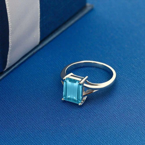 Vista 78 de Gem Stone King Anillo de compromiso solitario con diseño clásico de vástago dividido para mujer, plata de ley 925, piedra natal de piedra preciosa