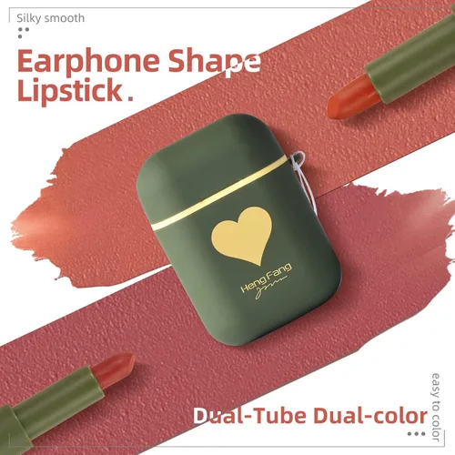 Vista 2 de Juego de 2 lápices de labios mate, a prueba de agua, acabado terciopelo de larga duración, humectante, para labios, doble color, brillo de labios