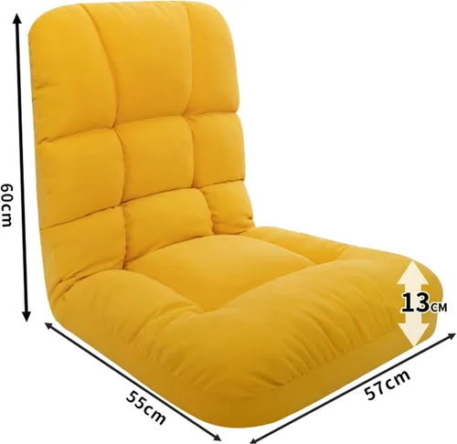 Vista 2 de Silla de suelo, asiento de piso de juegos para sala de estar, respaldo ajustable con funda de lino de algodón para balcón, lectura, dormitorio, sala