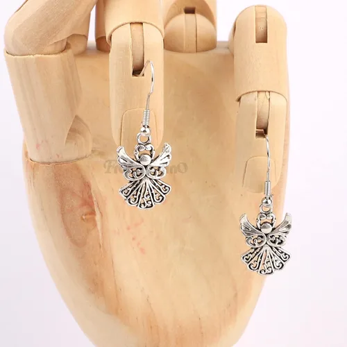 Vista 5 de Framendino, Paquete de 50 dijes de ángel, colgantes tibetanos de plata antigua a granel para hacer joyas, aretes, collares, pulseras, manualidades