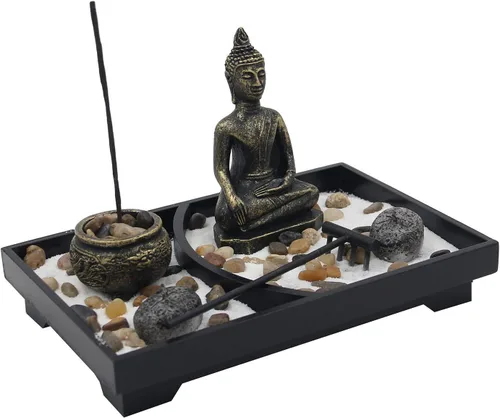 Vista 3 de DharmaObjects Juego de portavelas Buddha Zen Garden Tea Light (Meditation Buddha)