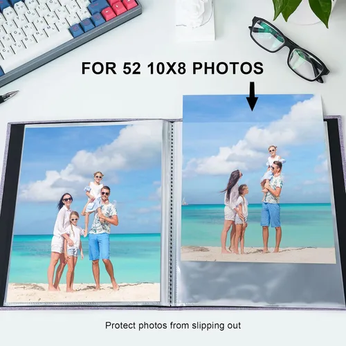 Vista 4 de Vienrose Álbum de fotos pequeño de 4 x 6 pulgadas, paquete de 2 mini libros de fotos con cubierta de lino, 26 páginas con capacidad para 52