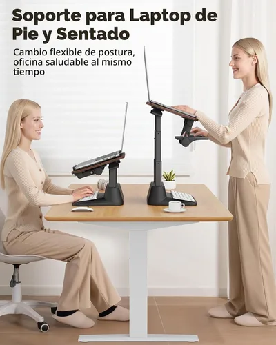 Vista 4 de SAIJI Soporte para computadora portátil para escritorio, elevador estable para laptop con alfombrilla de mouse plegable, soporte de computadora