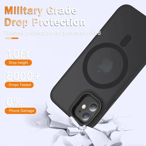 Vista 2 de YENAPOON Funda magnética mate para iPhone 11 con 1 protector de pantalla, compatible con Magsafe, translúcida esmerilada, delgada, a prueba