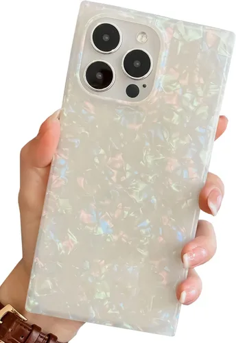 Vista 10 de Funda compatible con iPhone 13, borde rectangular, bonita funda protectora de lujo con diseño de flores al óleo para mujeres y niñas, funda