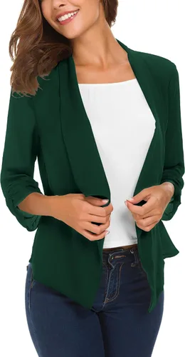 Vista 8 de Blazer ligero de gasa fina con mangas fruncidas para mujer