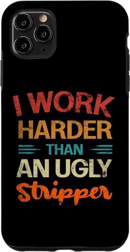 Vista 12 de Funda vintage divertida para iPhone 12 mini I Work Harder than an Ugly Stripper Sarcastic
