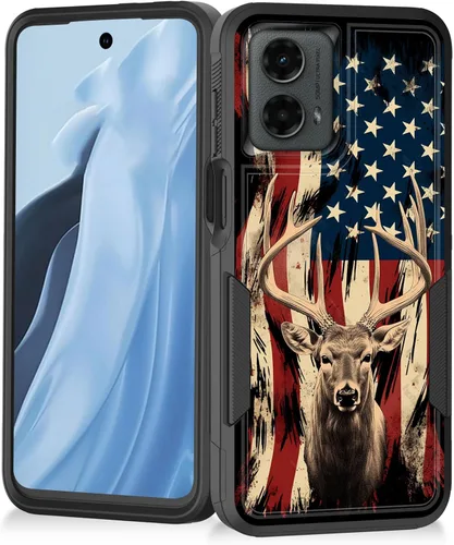 Vista 28 de Funda para Moto G Play 4G 2024, resistente de doble capa híbrida de policarbonato duro, goma suave, a prueba de golpes, funda protectora resistente