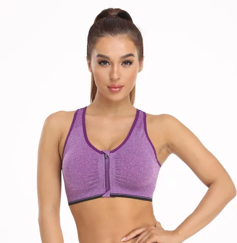 Vista 5 de Brasier deportivo con cierre frontal para mujer, posoperatorio, sin alambres, para yoga
