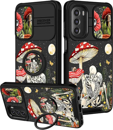 Vista 44 de Funermei Funda para Moto G Stylus 5G 2022, funda para teléfono con diseño de calavera de esqueleto para mujeres y niñas, diseño gótico, Como