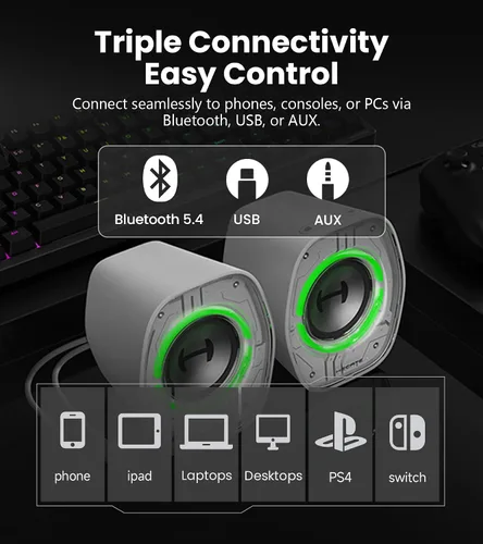 Vista 4 de Edifier G1000 II Altavoces de computadora de escritorio para juegos, controlador de rango completo de 2.5 pulgadas y graves mejorados, Bluetooth 5.4